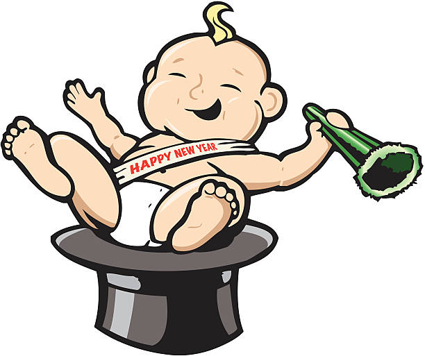 New Years Baby Stock Illustration - Download Image Now - Baby - Human Age,  New Year's Eve, Vector - iStock