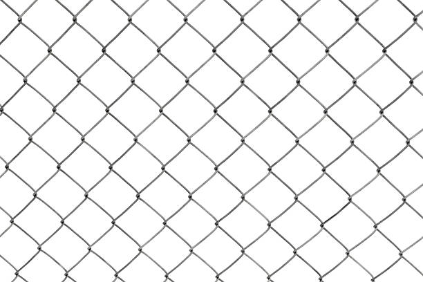 istock Chain-link fence isolated on white 123973960