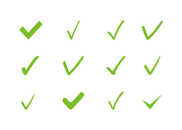 Check mark set on white background. Ok button collection vector Check mark set on white background. Ok button collection vector flat tick off stock illustrations