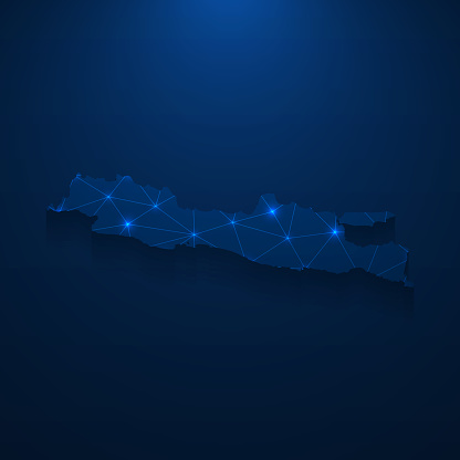 Java Map Network Bright Mesh On Dark Blue Background Stock Illustration ...