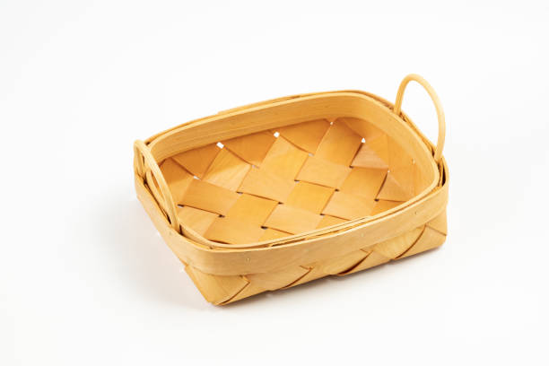 Bamboo Basket on White Background