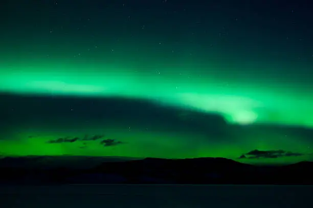 Photo of Green northern lights (aurora borealis)