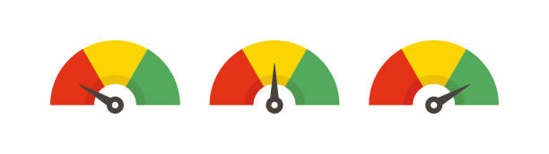 ilustrações de stock, clip art, desenhos animados e ícones de set of color speedometer. flat icon speedo. speedometer symbol web icon. vector - meter