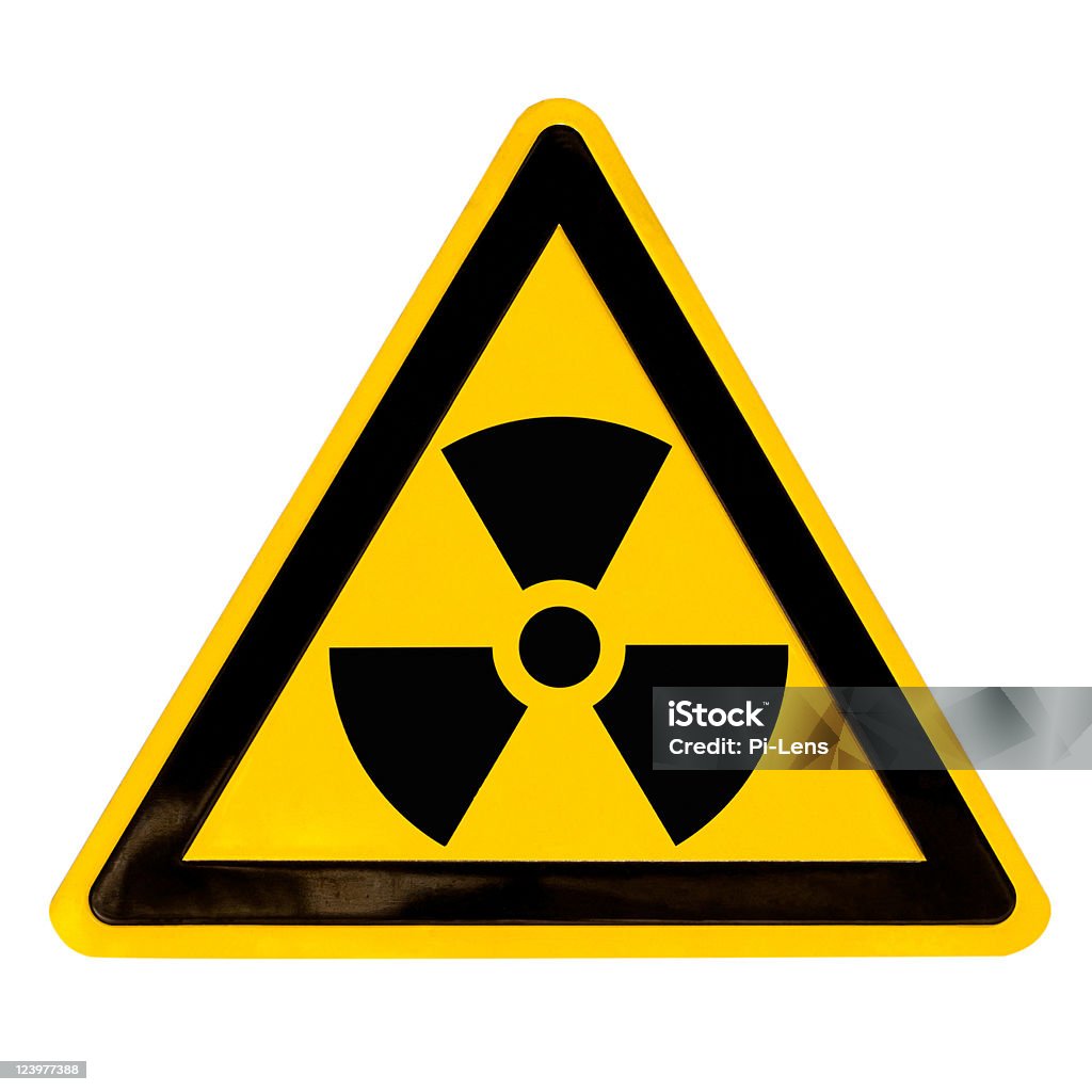 Radioactivas placa Isolado no branco - Foto de stock de Sinal de Radioatividade royalty-free