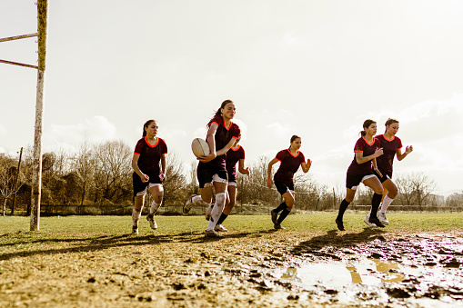 Photo of female rugby players during the rugby match