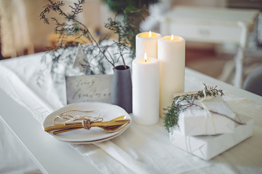 Still life of a table setting for a christmas event