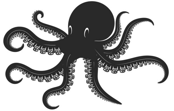 istock Illustration of octopus in engraving style. Design element for label, sign, poster, t shirt. Vector illustration 1239777938