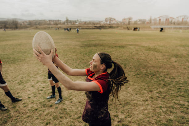 istock Rugby girl during the game 1239798707