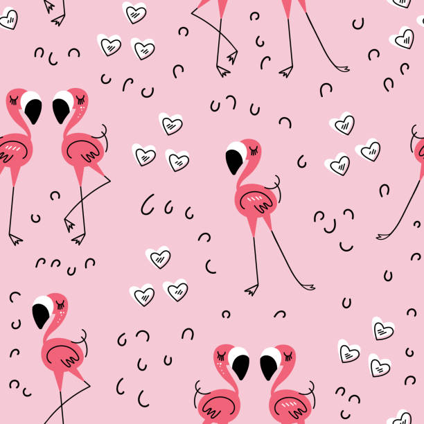 illustrations, cliparts, dessins animés et icônes de modèle sans couture flamingo - flamingo bird isolated animal leg