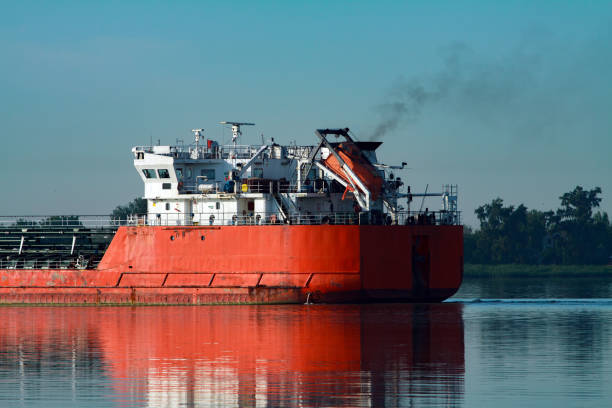 istock Swimming cargo ships on the river in Rostov-on-Don 1239806241