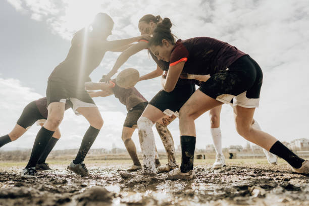 istock Rugby girls during the game 1239813788