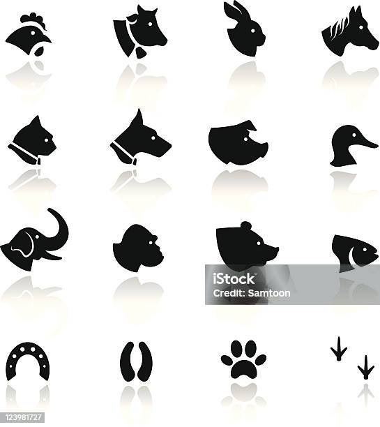 Набор Иконок Животных — стоковая векторная графика и другие изображения на тему Иконка - Иконка, Лошадь, Собака