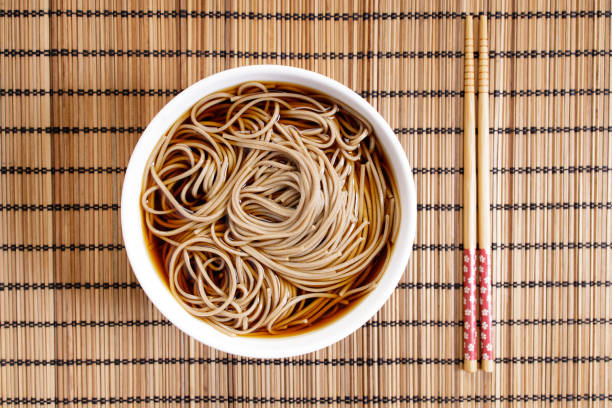 istock Cold soba noodles, zaru soba, in white bowl 1239819156