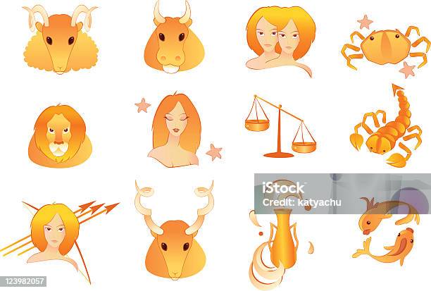 Zodiac Iconset Stock Vektor Art und mehr Bilder von Astrologie - Astrologie, Bulle - Männliches Tier, Comic - Kunstwerk