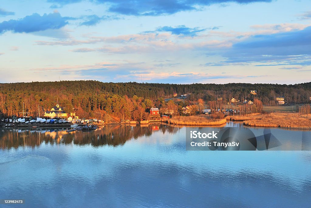 Turku environs at sunset Finland. Very beautiful places in the vicinity of Turku Blue Stock Photo