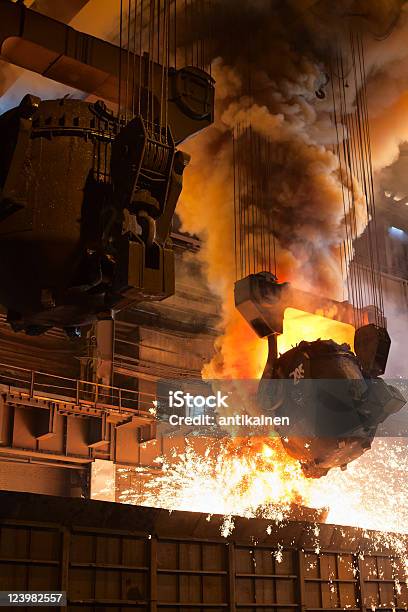Liquid Metal In Foundry Stock Photo - Download Image Now - Activity, Burning, Cast Iron