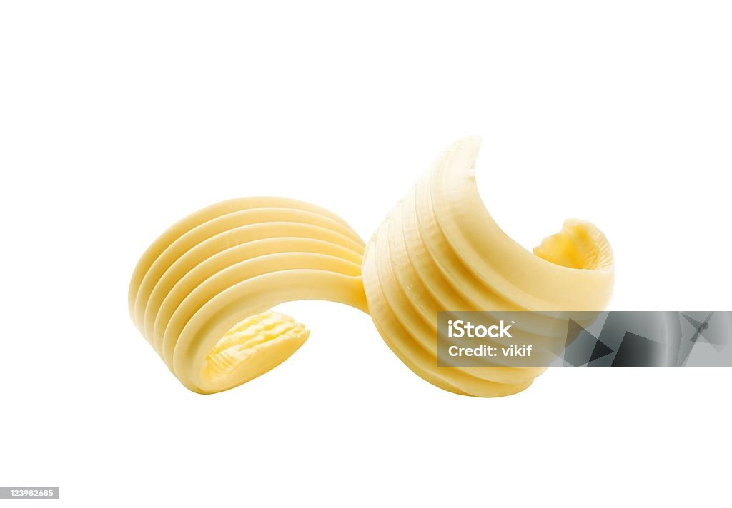 Detalhe de dois manteiga de bíceps no branco - Foto de stock de Manteiga royalty-free