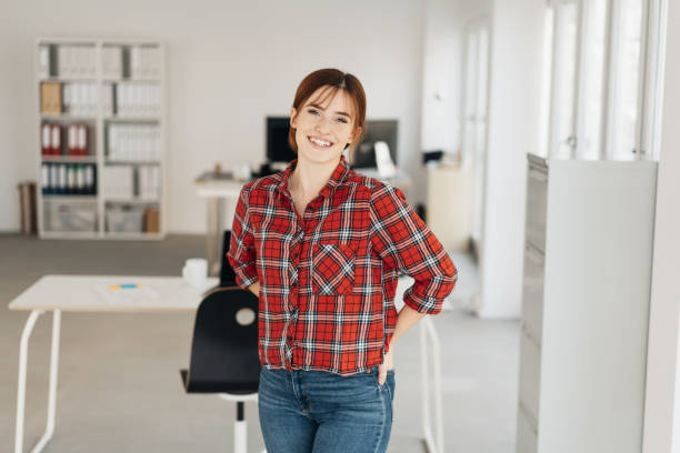 istock Happy friendly modern young businesswoman 1239838332