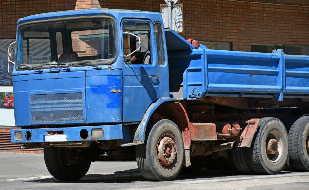 istock Old truck at the road construction 1239848810
