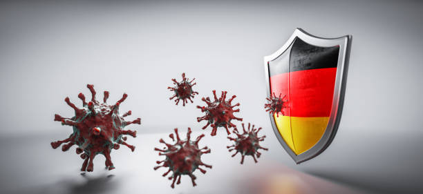 istock Shield in Germany flag protect from coronavirus COVID-19. 1239854302