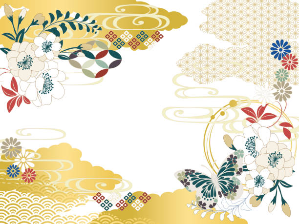 Japanese Pattern Background Material Retro Pop Japan Japanese style background material retro pop Japan kimono stock illustrations