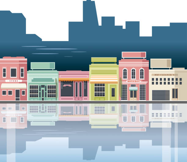 City seaside Easy editable city vector... hometown stock illustrations
