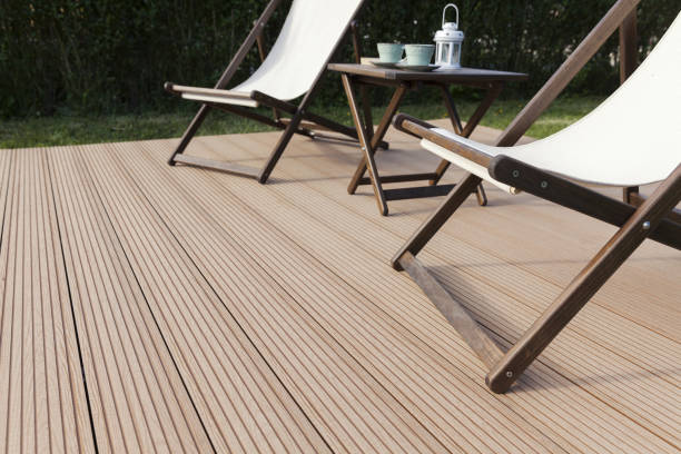 istock wooden decking outside floor 1239896470