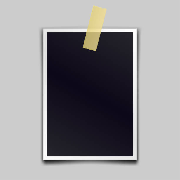 istock Vintage realistic photo frame sticked with adhesive tape. Template photo design. Vector illustration. 1239907229