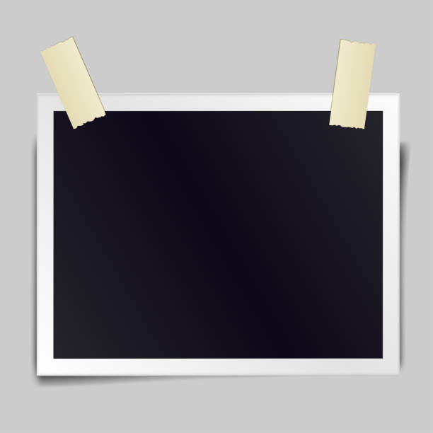 istock Vintage realistic photo frame sticked with adhesive tape. Template photo design. Vector illustration. 1239907769