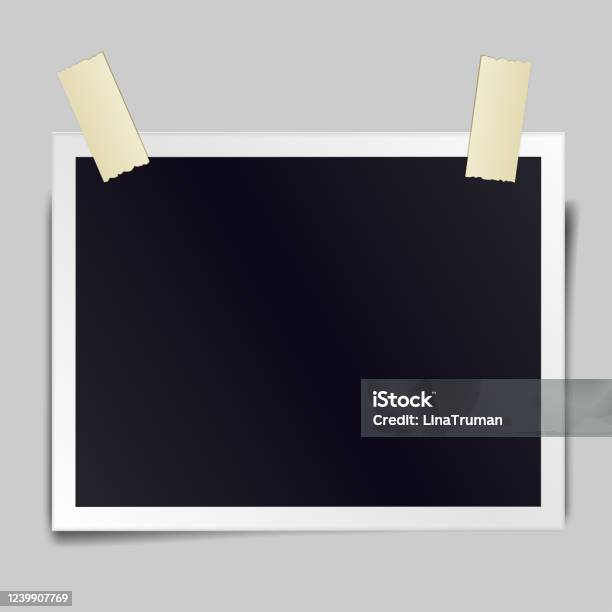 Vintage Realistic Photo Frame Sticked With Adhesive Tape Template Photo  Design Vector Illustration Stock Illustration - Download Image Now - iStock