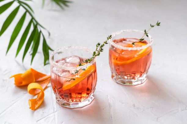 istock Blood Orange Margarita With Thyme And Melting Ice 1239911040