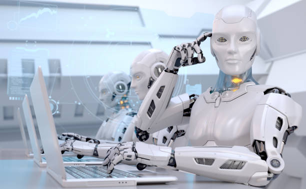 istock Robot working in the office encourages you to think 1239922774