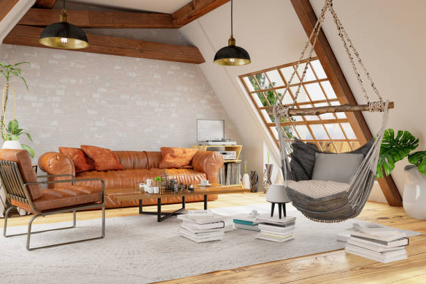 istock Loft Room with Hammock and Furniture 1239922800