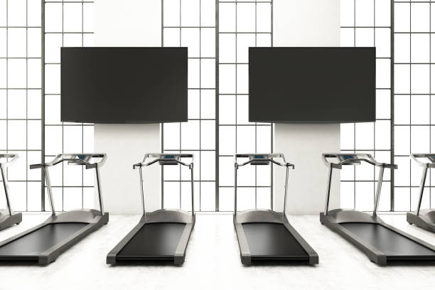 Blank TV Screen Mock up on the Wall in GYM