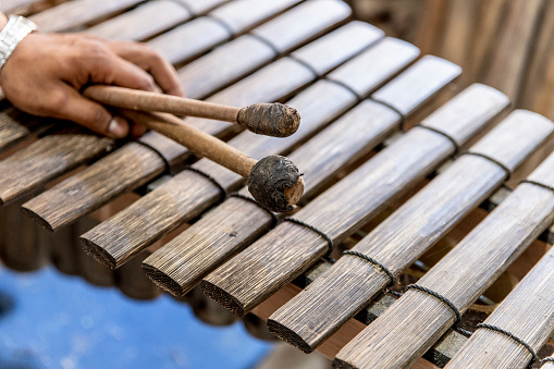 South America, Colombia, Nariño, Tumaco, July 15, 2019: 
Marimba Musical Instrument