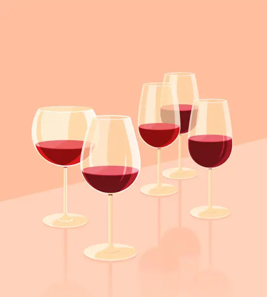 Vector illustration of Glass goblets for wine