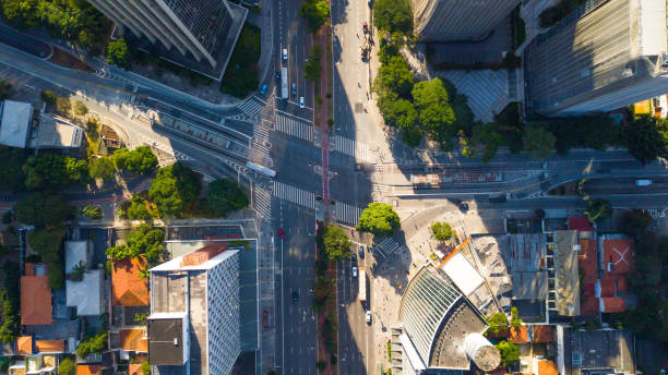 istock Aerial view of Sao Paulo with drone 1239978449