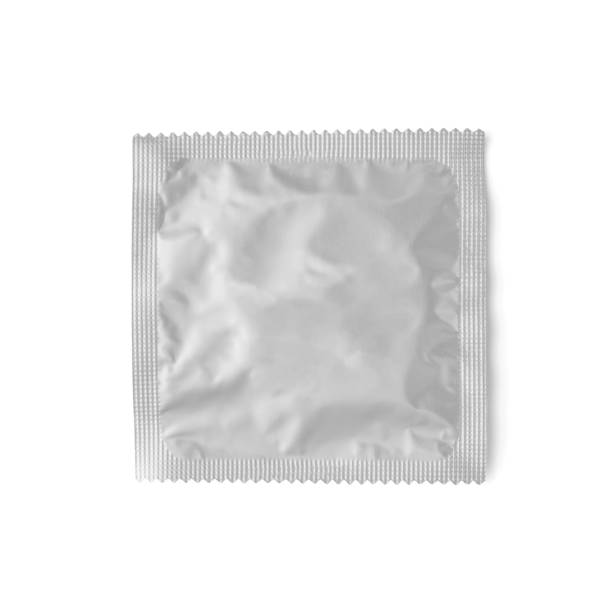 istock Blank aluminium foil condom wrapper packaging mockup isolated on white background with clipping path 1240018376
