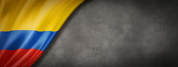 Photo of Colombian flag on concrete wall banner