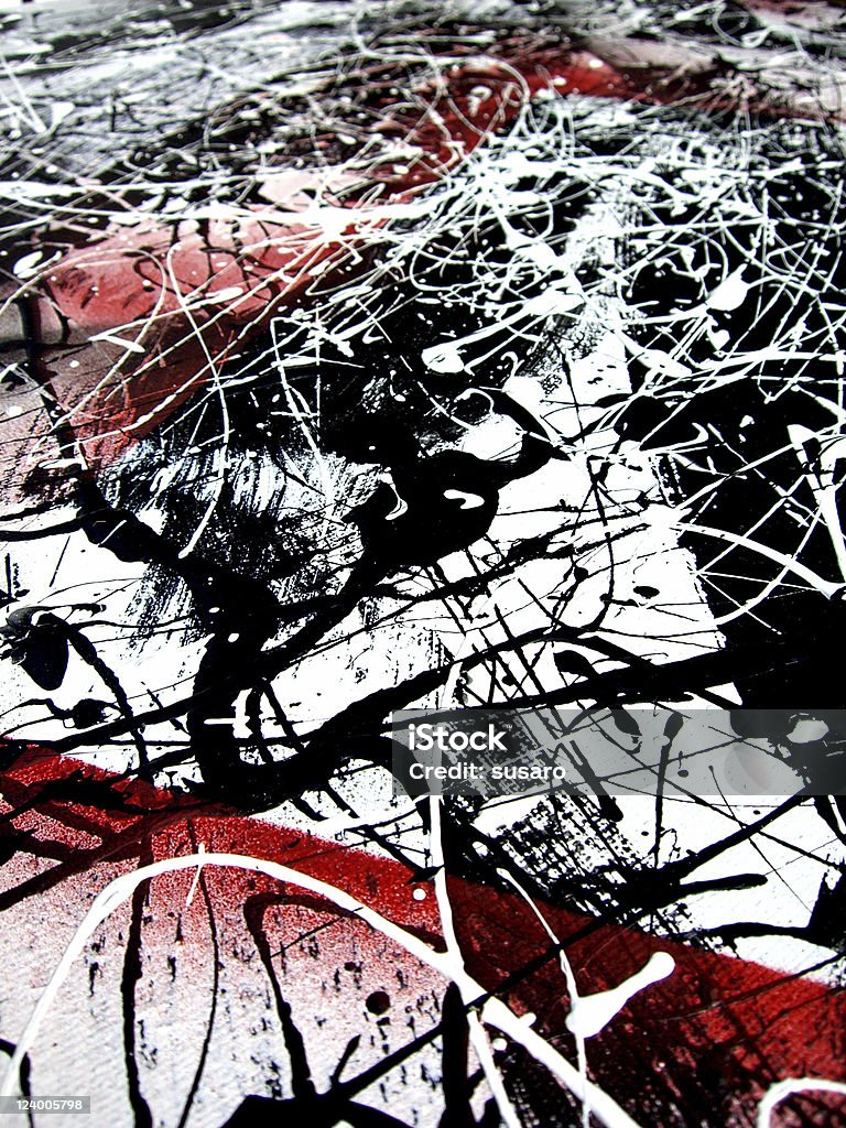 Blak and White Abstract Bkg  Jackson Pollock Stock Photo
