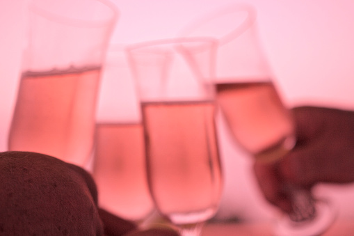 Abstract Pink Monochrome Champagne glasses toasting to celebration