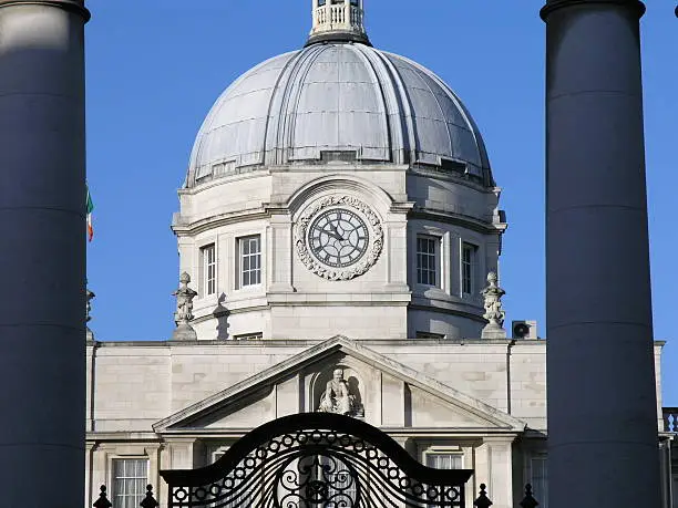 Front view of Department of the Taoiseach (Prime Minister and Head of State of Rebuplic Ireland), Merrion Street, Dublin, Ireland