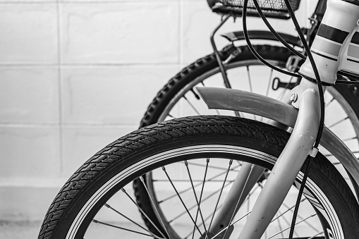 Bicycles in black and white