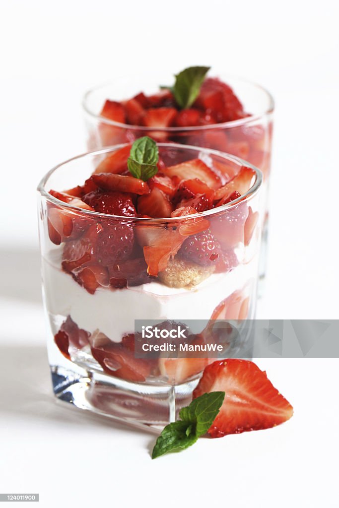 Two Dessert Strawberry Tiramisu in Tumbler Glasses My Food & Beverages Pics Chopped Food Stock Photo