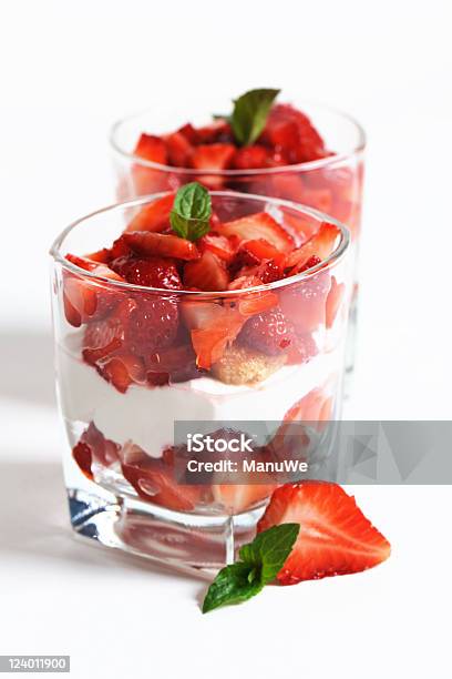 Two Dessert Strawberry Tiramisu In Tumbler Glasses Stock Photo - Download Image Now - Chopped Food, Color Image, Container