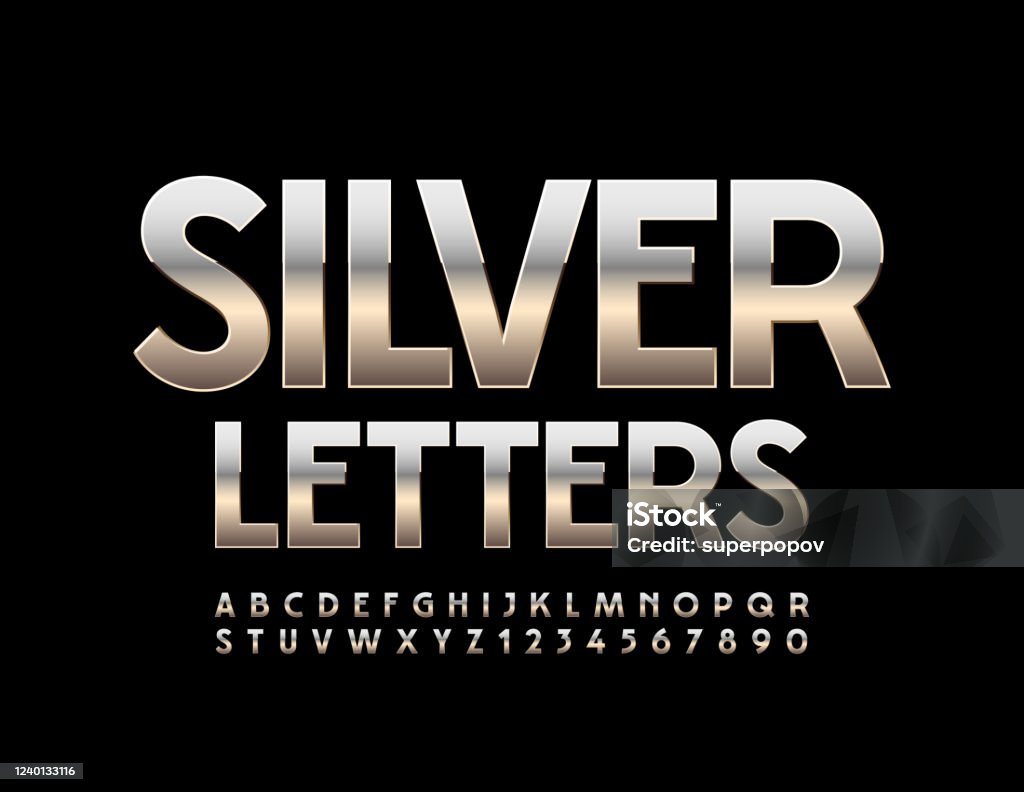 Vector Silver Alphabet Letters And Numbers Stock Illustration - Download  Image Now - Alphabet, Alphabetical Order, Aluminum - iStock