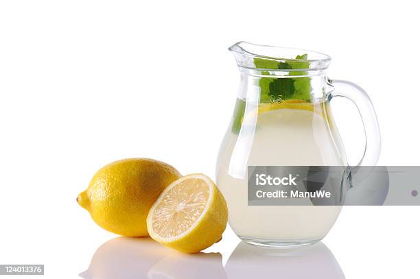 Glass Pot With Citron Limonade And Fruits Stock Photo - Download Image Now - Studio Shot, Chopped Food, Circle