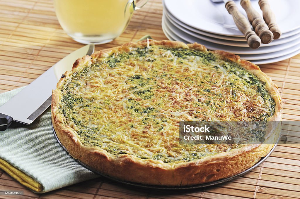 Vegetarian Food Spinache Quiche  Baked Stock Photo