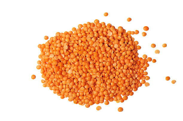 lentilha vermelha pratos vegetarianos topview - lentil imagens e fotografias de stock