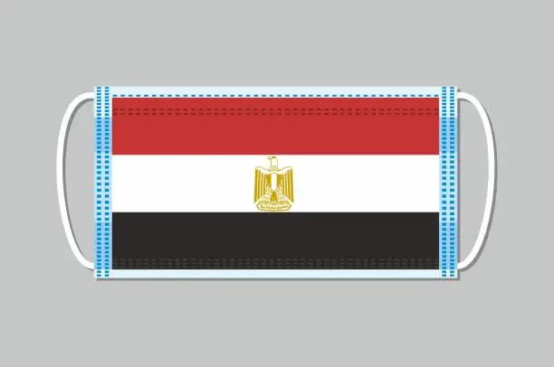 Vector illustration of Medical face shield with Egypt flag on it. Flat design on a gray background